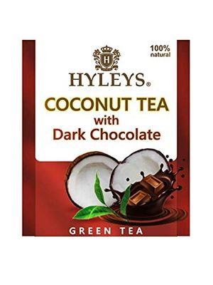 Hyleys Wellness Natural Coconut Tea With Dark Chocolate - 25 Tea Bags (Gmo Free, Gluten Free, Dairy Free, Sugar Free &amp; 100% Natural)