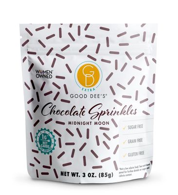 Good Dees Low Carb Chocolate Sprinkles, No Sugar Added Midnight Moon Keto Sprinkles with All Natural Coloring, Diabetic, Dye-Free, Dairy-Free &amp; Gluten Free | (1g Net Carbs Per Serving)