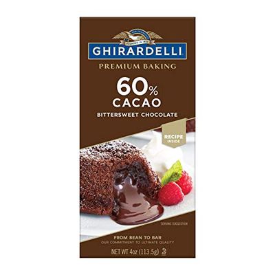 GHIRARDELLI Premium 60% Cacao Bittersweet Chocolate Baking Bar, 4 OZ Bar