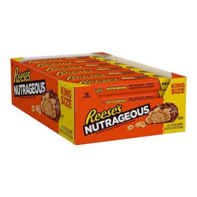 REESE&#39;S NUTRAGEOUS Peanut Butter Caramel Peanut King Size, Candy Bars, 3.1 oz (18 Count)