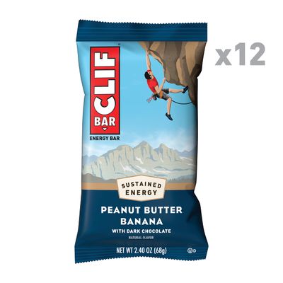 CLIF BARS - Energy Bars - Peanut Butter Banana Dark Chocolate - Made with Organic Oats - Plant Based Food - Vegetarian - Kosher (2.4 Ounce Protein Bars, 12 Count) Packaging May Vary