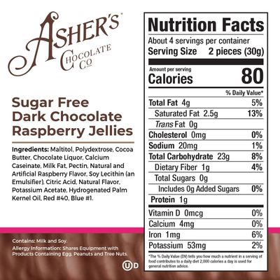 Asher's Chocolates, Sugar Free Dark Chocolate Raspberry Jellies, Diabetic Friendly Chocolate, Small Batches of Kosher Chocolate, Family Owned Since 1892 (5 Bags, Dark Chocolate Raspberry)