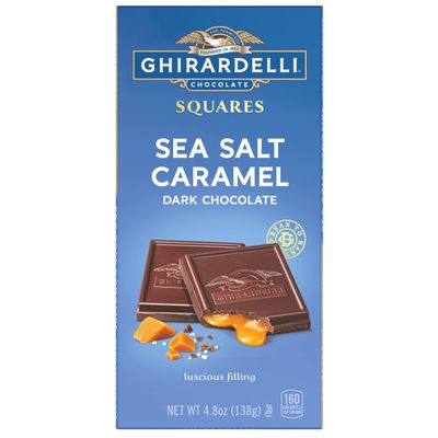 GHIRARDELLI Sea Salt Caramel Dark Chocolate Squares Bar, 4.8 Oz Bar (10 Bars)