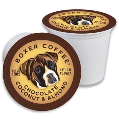 Boxer Coffee 52 Count Chocolate Coconut Almond Natural Flavoring Single-Serve Cups Pods Specialty Grade gourmet artisan coffee, Keurig K-Cup 2.0 Compatible