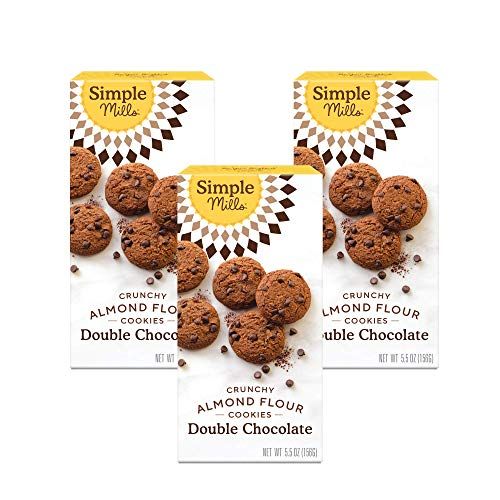 Simple Mills Almond Flour Double Chocolate Chip Cookies, Gluten Free and Delicious Crunchy Cookies, Organic Coconut Oil, Good for Snacks (Packaging May Vary), 5.5 Ounce (Pack of 3)