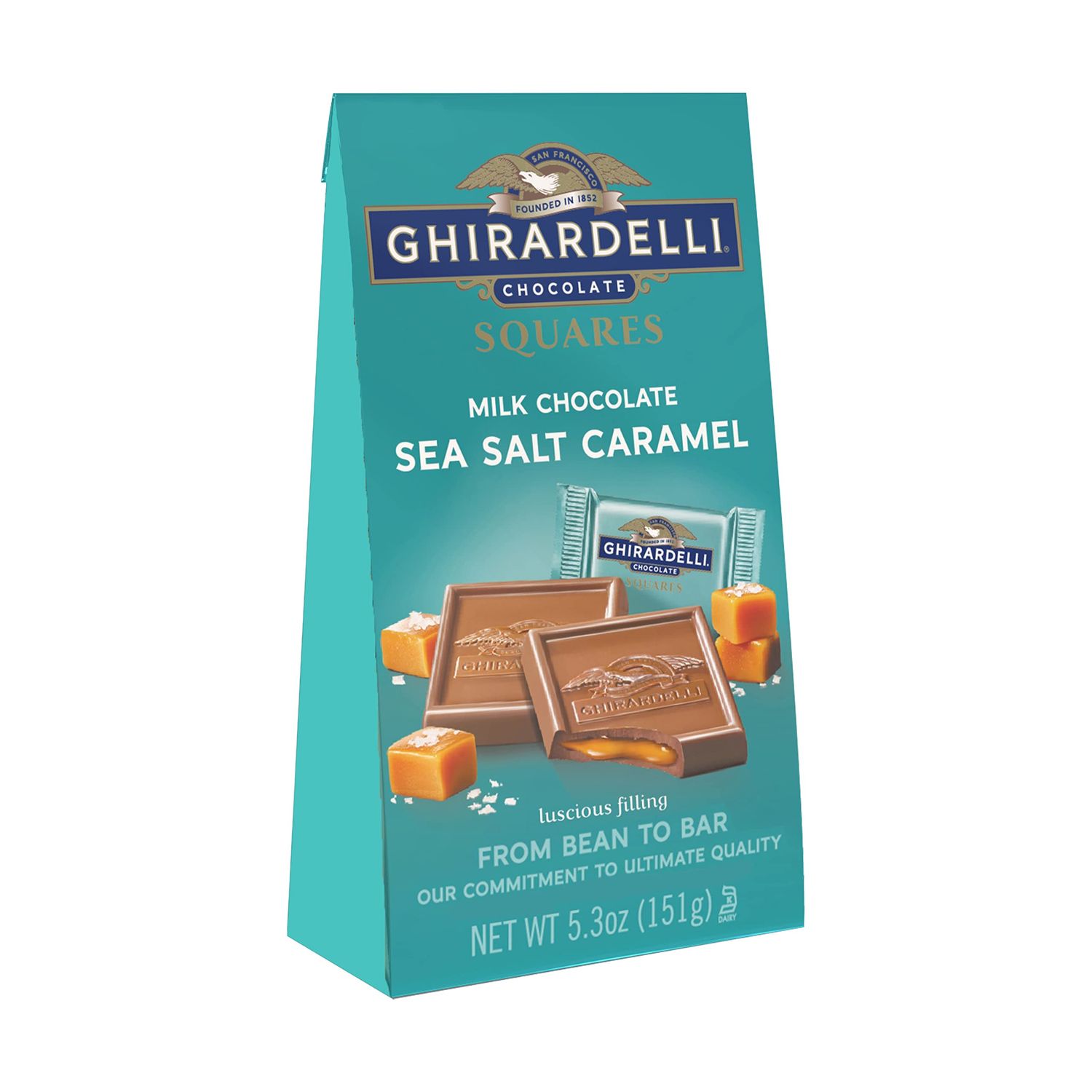 Ghirardelli Milk Chocolate Sea Salt Caramel Chocolate Squares, 5.3 Oz Bag (Pack of 6)