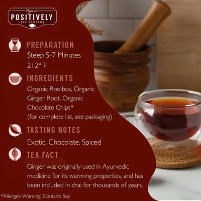 Organic Positively Tea Company, Rooibos Chocolate Chai Tea, Loose Leaf, 16 Ounce
