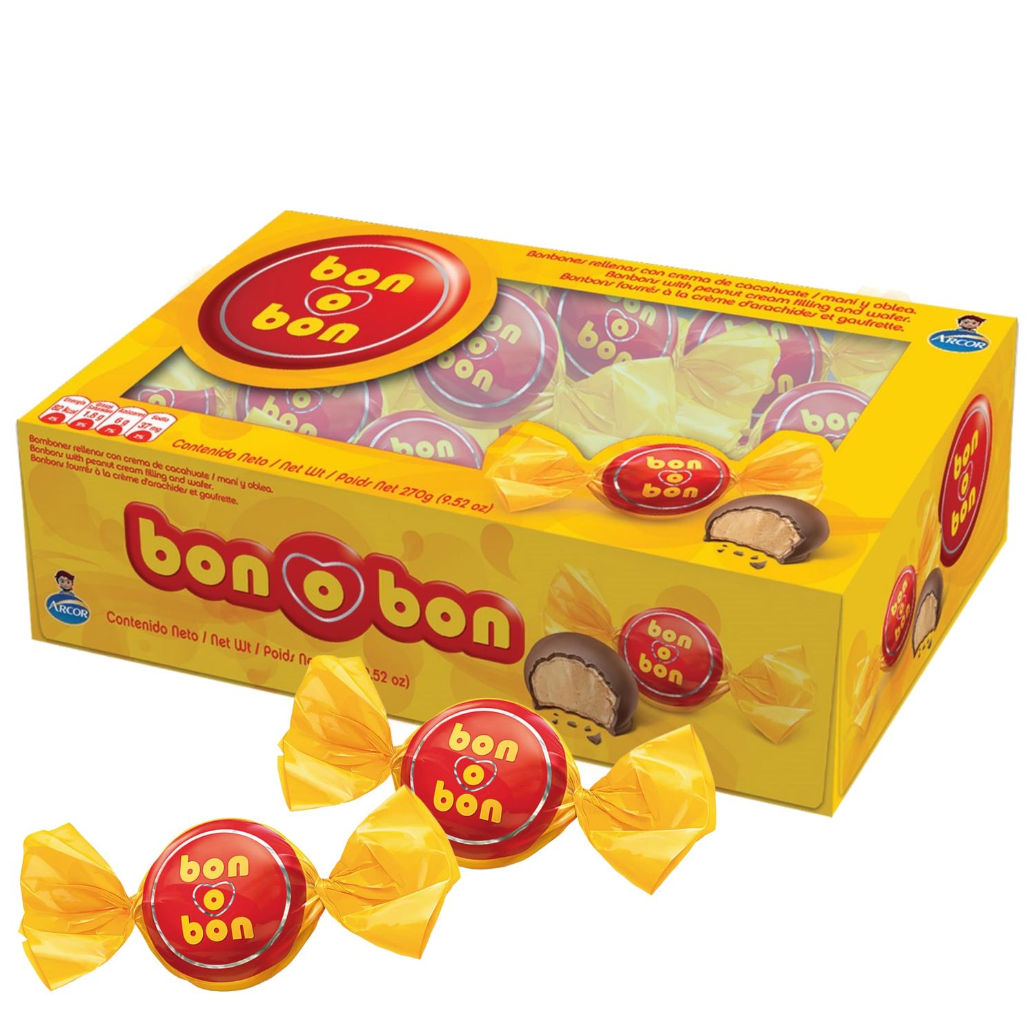 Bon o Bon Chocolate Bon Bons, Decadent Chocolate Truffles with a Creamy Peanut &amp; Wafer Filling, 15g x 18 Bonbons