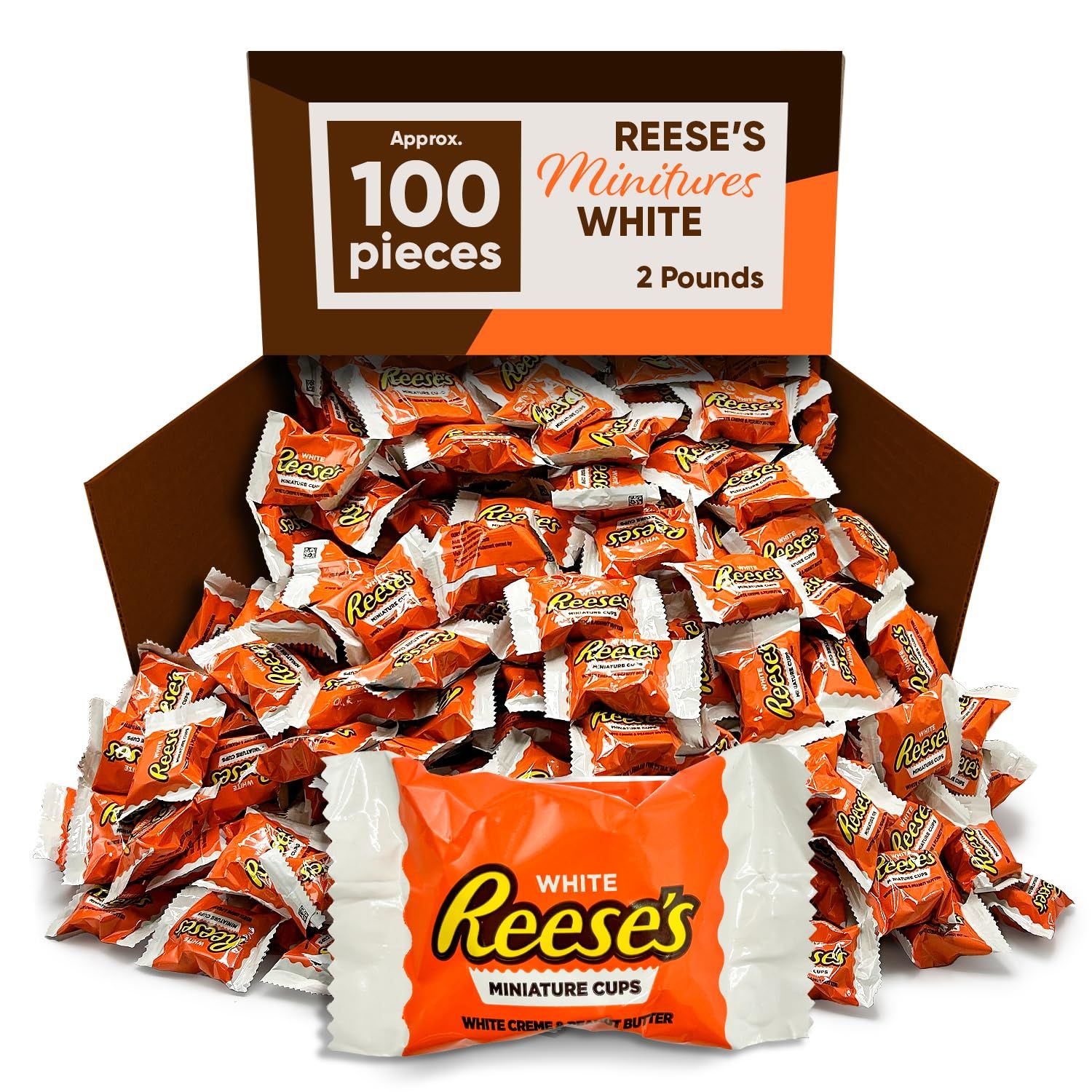 REESESChocolate 32oz Bulk Miniatures White Creme Peanut Butter Cups Candy, Individually Wrapped, (2 Pound Bulk)