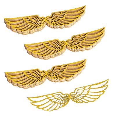 50 PCS Wizard Party Chocolate Decoration Golden Wings Chocolate Cupcake Toppers Decor with Glue Point Hollowed Party Supplies (D, 50)