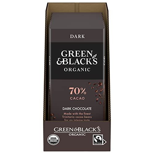Green &amp; Black&#39;s Organic Dark Chocolate Bar, 70% Cacao, 10 - 3.17 oz Bars