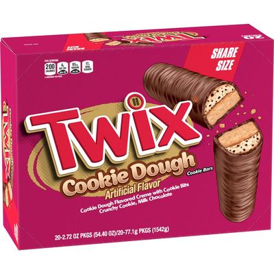 TWIX Cookie Dough Milk Chocolate Bars, Share Size, 20 Piece Bulk Box