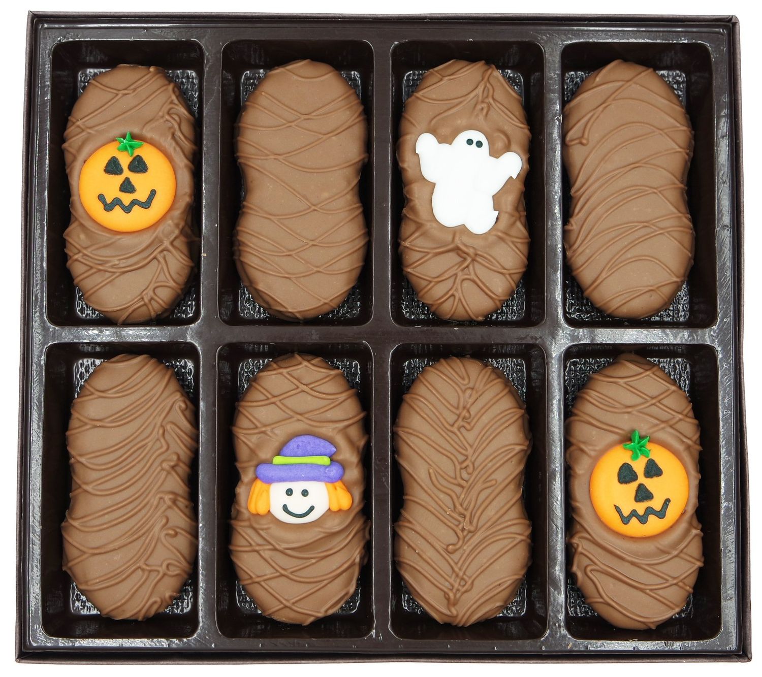 Philadelphia Candies Milk Chocolate Covered Nutter Butter Cookies, Halloween Assortment (Cute Witch, Ghost, Pumpkin) Net Wt 8 oz