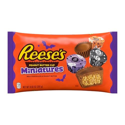 REESE'S Miniatures Milk Chocolate Peanut Butter Cups, Halloween Candy Bag, 9.92 oz