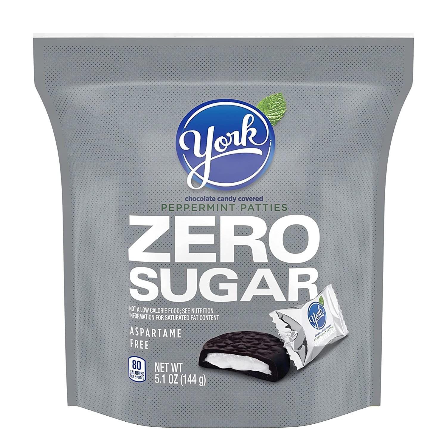YORK Zero Sugar Chocolate Peppermint Patties Candy, Individually Wrapped, Aspartame Free, 5.1 oz Bag (Pack of 2) (2)