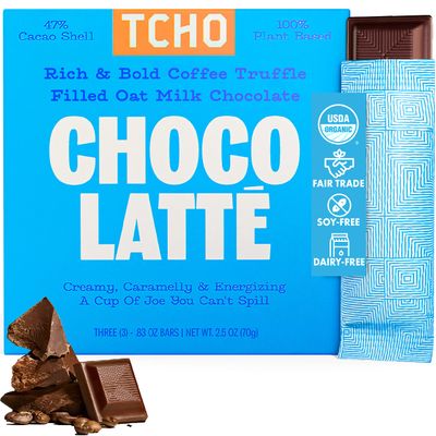 TCHO Choco Latte Oat Milk Chocolate Bars (1 pack) | 100% Plant Based, Organic &amp; Fair Trade, | Non GMO, Non-Dairy, Vegan Chocolate, Soy Free (2.5oz each)