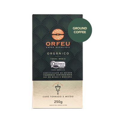 ORFEU - Special Ground Coffee - 100% Arabica, Roasted &amp; Ground, Medium Roast - Chocolate and Caramel Sensory Notes - Velvety, High Sweetness, Medium Acidity - Organic, 8.8 oz