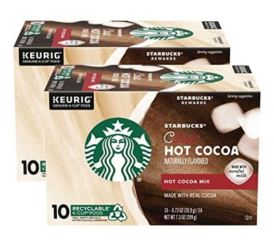 Starbucks Classic Hot Cocoa K-Cup Pods, Made with Real Cocoa &amp; Nonfat Milk, K-Cup Pods for Keurig Brewing System, 10 CT K-Cups Per Box (10 Count (Pack of 2))