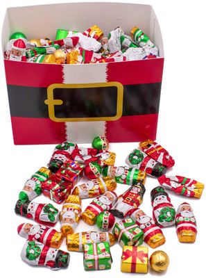 MADE IN USA Individually Foil-Wrapped Christmas Milk Chocolates (Assorted - 2 lb) (Santa&#39;s Belt)