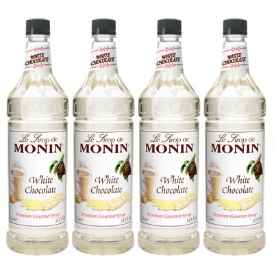 Monin Flavored Syrup, White Chocolate, 33.8-Ounce Plastic Bottles (Pack of 4)