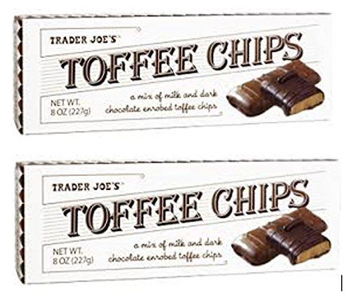 Trader Joes Toffee Chips - Mix of Milk and Dark Chocolate (2 Pack) 8 Oz