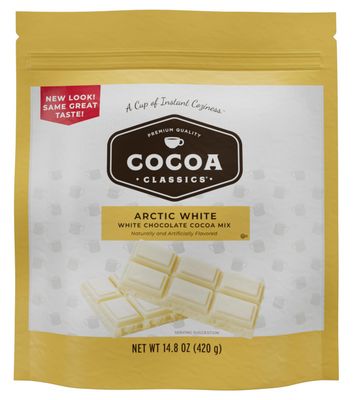 Cocoa Classics Arctic White Cocoa Mix | Hot Chocolate | Made with Nonfat Milk | Just Add Hot Water | Make Hot or Iced Cocoa | Gluten Free &amp; Kosher Dairy Friendly | 14.8 oz Pouch (Pack of 1)