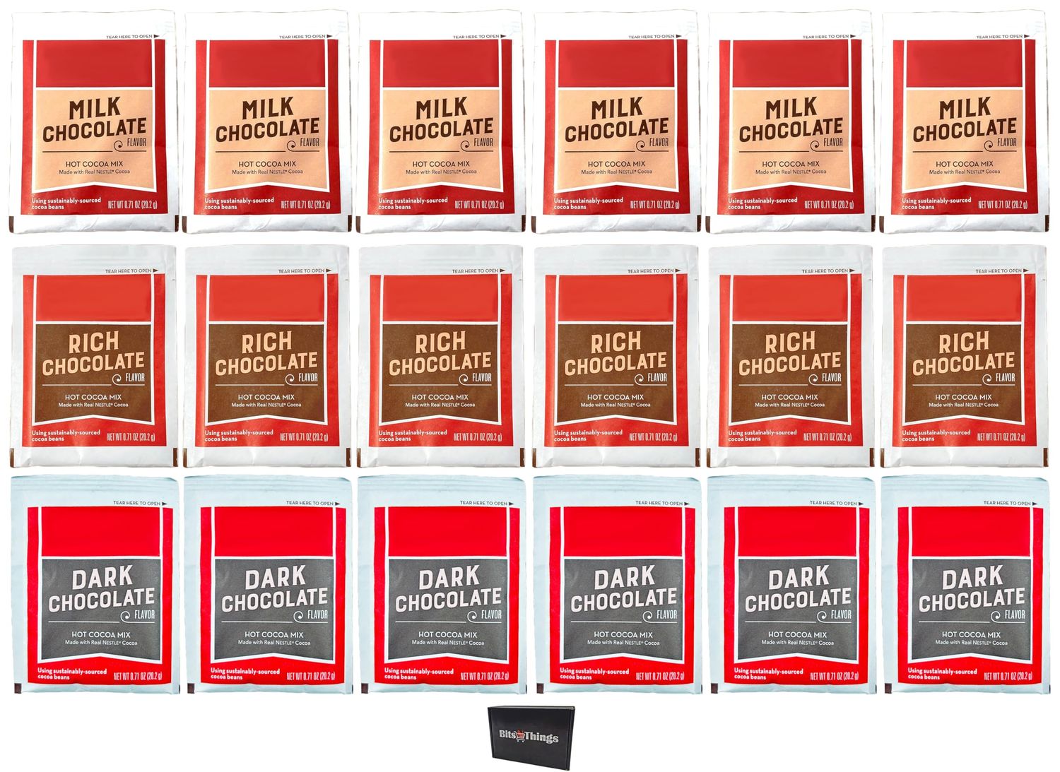Hot Chocolate Variety Pack | Milk Chocolate, Rich Chocolate, and Dark Chocolate Hot Cocoa Packets | Pack of 18 (6 of Each)