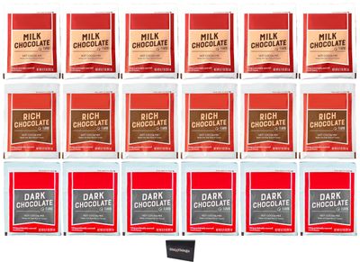 Hot Chocolate Variety Pack | Milk Chocolate, Rich Chocolate, and Dark Chocolate Hot Cocoa Packets | Pack of 18 (6 of Each)