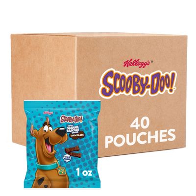 Kellogg&#39;s SCOOBY-DOO! Baked Graham Cracker Snacks, Lunch Snacks, Snack Crackers, Chocolate (40 Pouches)