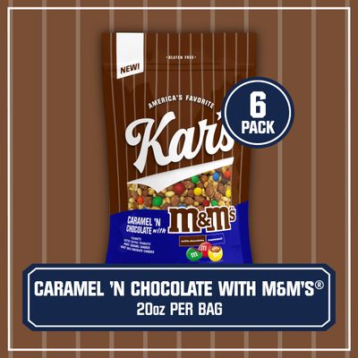 Kar's Nuts Caramel 'N Chocolate with M&amp;M'S Candies - 20oz Pouch (Pack of 6)