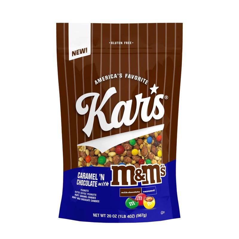 Kar's Nuts Caramel 'N Chocolate with M&amp;M'S Candies - 20oz Pouch (Pack of 6)