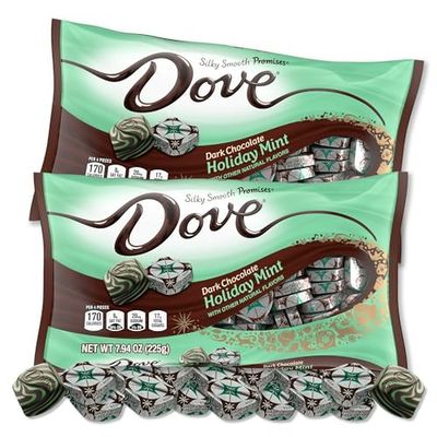 Dove Chocolate Holiday Mint Promises 2 Pack. Dove Dark Chocolate Christmas Candy, Holiday Mint Candy, Christmas Chocolate Candy, Dove Chocolates Individually Wrapped Bulk