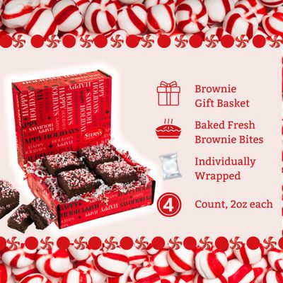 Brownie Gift Box | Chocolate Brownies with Peppermint Candy [4 Count] | Christmas Food Gift Baskets | Corporate Gifts, Stocking Stuffer Food Idea for Men Women | Kosher &amp; Nut Free | Sterns Bakery