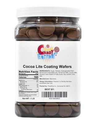 Sarah&#39;s Candy Factory, Coating Melting Wafers Milk Chocolate Cocoa Lite in Jar, Kosher and Gluten Free 3 Lbs