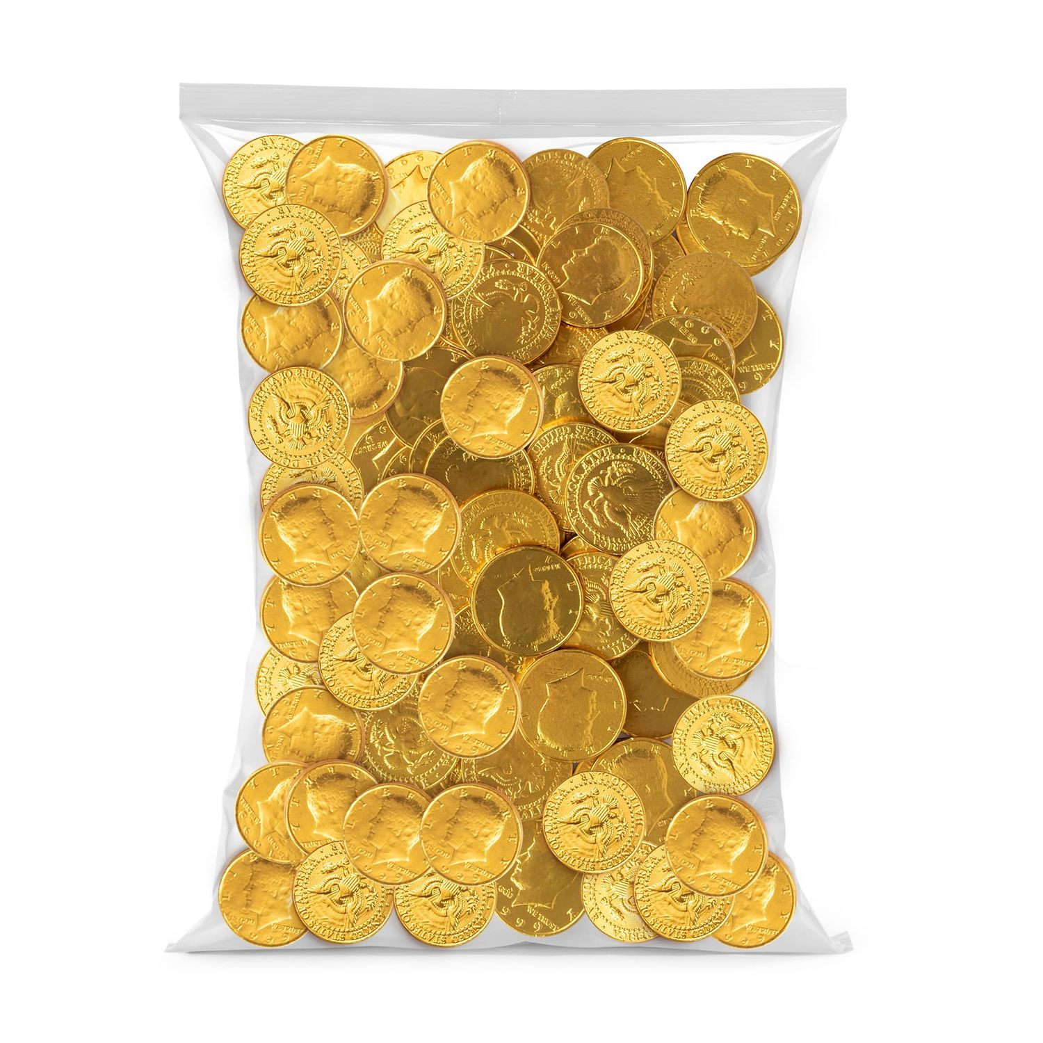 The Snackery, Large Kennedy Half Dollar Gold Foil Coins, 180 Pieces Individually Wrapped, Milk Chocolatey Coins (2 lb)