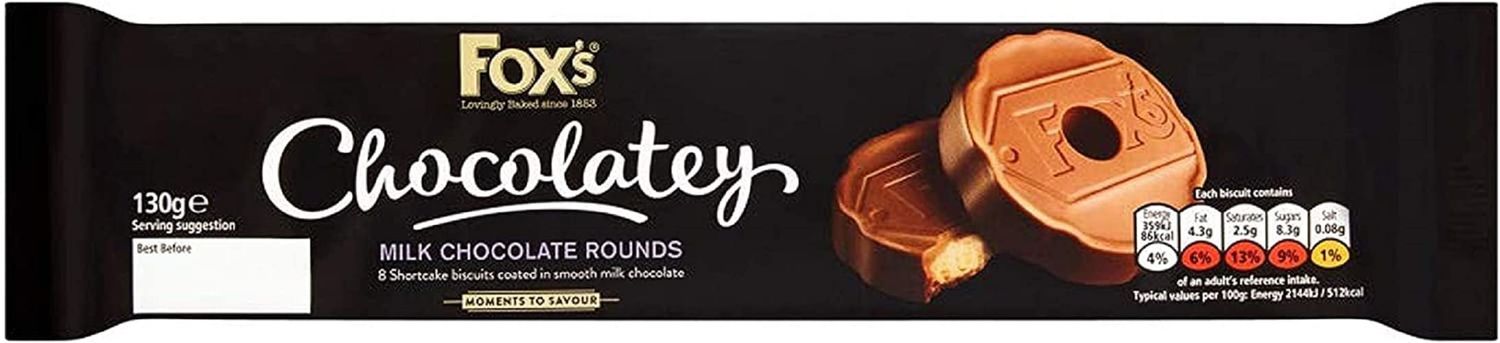 Fox&#39;s Biscuits Chocolatey Milk Chocolate Rounds, 130g