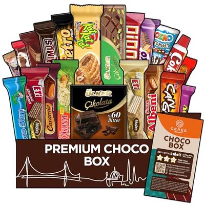 Ceres Gourmet International Chocolate Variety Box 21 Pcs, Full-Size Foreign Chocolates and Candies and Bars, Assorted Exotic Turkish Candy Snacks from Around The World (Midi)