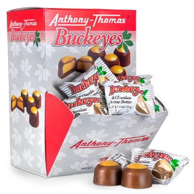 Anthony-Thomas, Peanut Butter &amp; Milk Chocolate Buckeyes in Ohio State Buckeyes Box, Deliciously Delightful Snacks (60 Count)