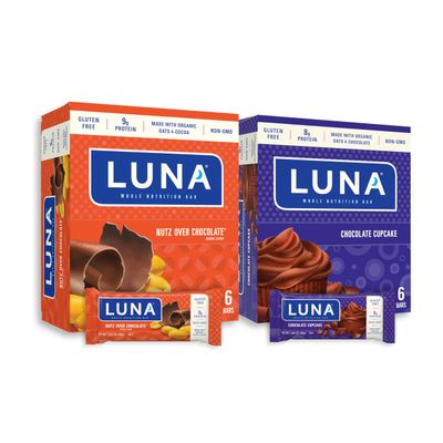 LUNA Bar - Variety Pack - Nutz Over Chocolate and Chocolate Cupcake - Gluten-Free - Non-GMO - 8-9g Protein - Made with Organic Oats - Low Glycemic - 1.69 oz. (12 Count)