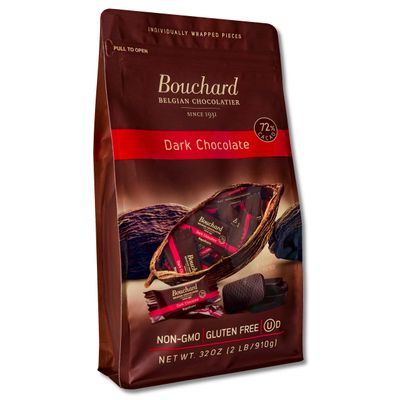Bouchard Premium Belgian Dark Chocolate with 72% Cacao | Individually Wrapped Pieces (2 LB)