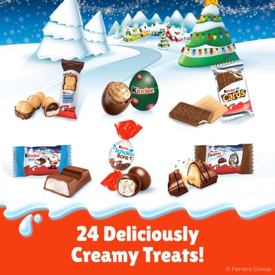 Kinder Holiday 2024 Advent Calendar, 24 Individually Wrapped Pieces, Chocolatey Candy, 6.9 oz