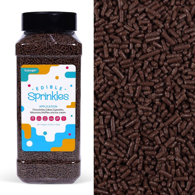 Chocolate Sprinkles, 1.32LB Bulk Chocolate Jimmies Sprinkles for Cake Decorating, Edible Sprinkles for Cupcake Toppers Ice Cream Cookie Baking