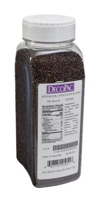DecoPac Chocolate Brown Sprinkles | Extra Large 26oz Pack | Cake Sprinkle Mix, Fancy Sprinkles For Cake Decorating, Handheld Container, Candy Sprinkles, Cake Sprinkles - Brown