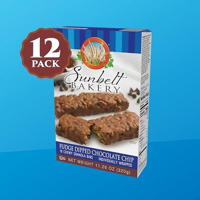 Sunbelt Bakery Fudge Dipped Chocolate Chip Chewy Granola Bars, 120-1.1 OZ Bars (12 Boxes)
