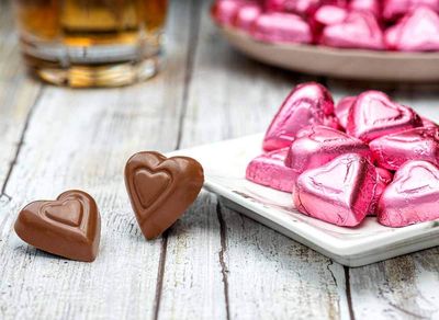 Madelaine Solid Premium Milk Chocolate Mini Hearts Wrapped In Italian Foil - (Pink Candy, 1/2 LB)