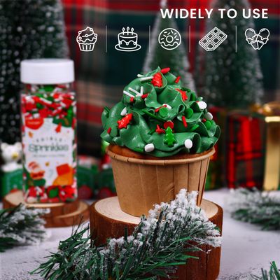 Christmas Sprinkles for Cake Decorating, 3.52oz Edible Christmas Sprinkles, Red Green Sprinkles for Cupcake Toppers Baking Cookie Ice Cream Dount Chocolate
