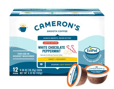 Cameron&#39;s Coffee Holiday Single Serve Pods, Flavored, White Chocolate Peppermint, 12 Count (Pack of 1)