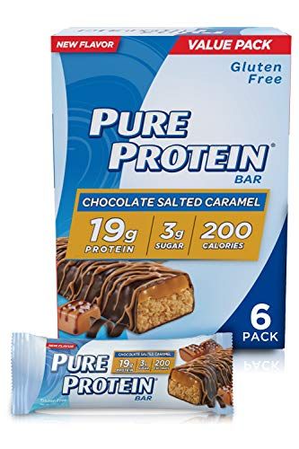 Pure Protein Bars, High Protein, Nutritious Snacks to Support Energy, Low Sugar, Gluten Free, Chocolate Salted Caramel, 1.76oz, 4 Pack