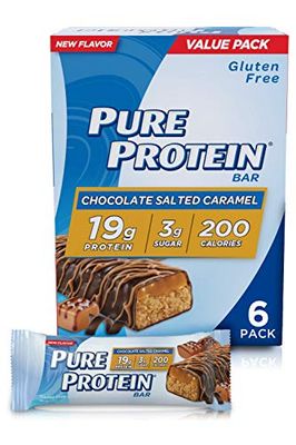 Pure Protein Bars, High Protein, Nutritious Snacks to Support Energy, Low Sugar, Gluten Free, Chocolate Salted Caramel, 1.76oz, 4 Pack