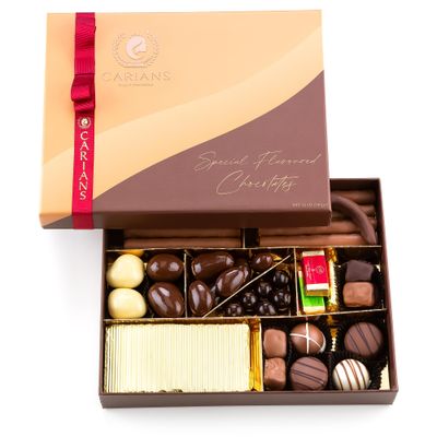 CARIANS Chocolate Gift Box, Luxury Holiday Assortment Pralines &amp; Gianduiotto, Chocolate Covered Turkish Delights, Dragees with Strawberry, Pistachio, Almond &amp; Hazelnut, Holiday Gift. Christmas